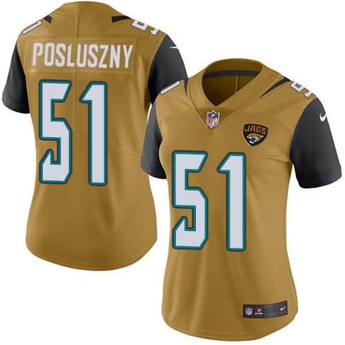 Women's Limited Paul Posluszny Nike Jersey Gold - #51 Rush NFL Jacksonville Jaguars